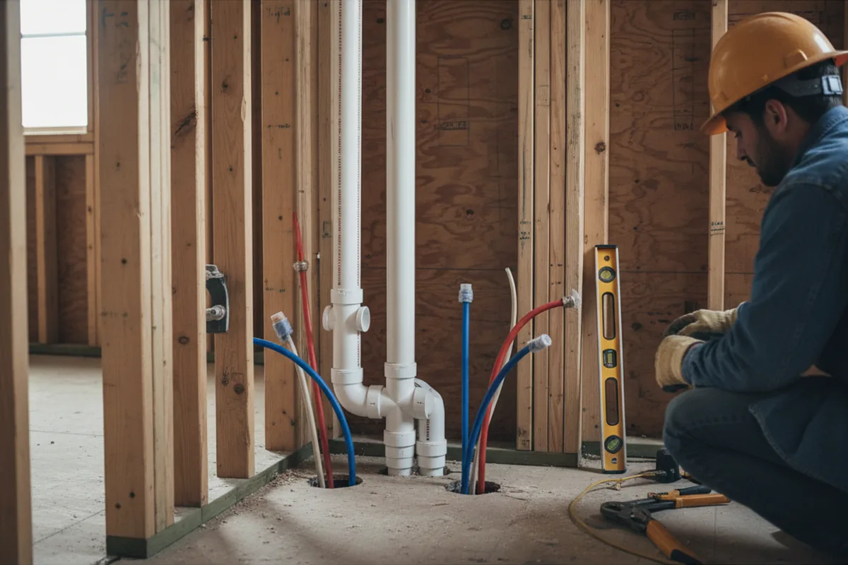 Drain and supply rough-in during Drain Cleaning in York New Salem